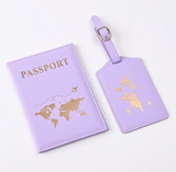 Gilded Vegan Leather Passport Cover And Luggage Tag