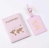 Gilded Vegan Leather Passport Cover And Luggage Tag