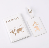 Gilded Vegan Leather Passport Cover And Luggage Tag