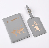 Gilded Vegan Leather Passport Cover And Luggage Tag