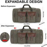 60L Waxed Canvas Expandable Genuine Leather Expandable Duffle Bag