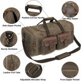 60L Waxed Canvas Expandable Genuine Leather Expandable Duffle Bag