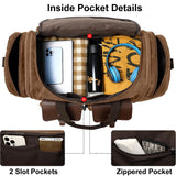 60L Waxed Canvas Expandable Genuine Leather Expandable Duffle Bag