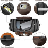 60L Waxed Canvas Expandable Genuine Leather Expandable Duffle Bag