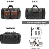 60L Waxed Canvas Expandable Genuine Leather Expandable Duffle Bag