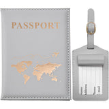 Gilded Vegan Leather Passport Cover And Luggage Tag